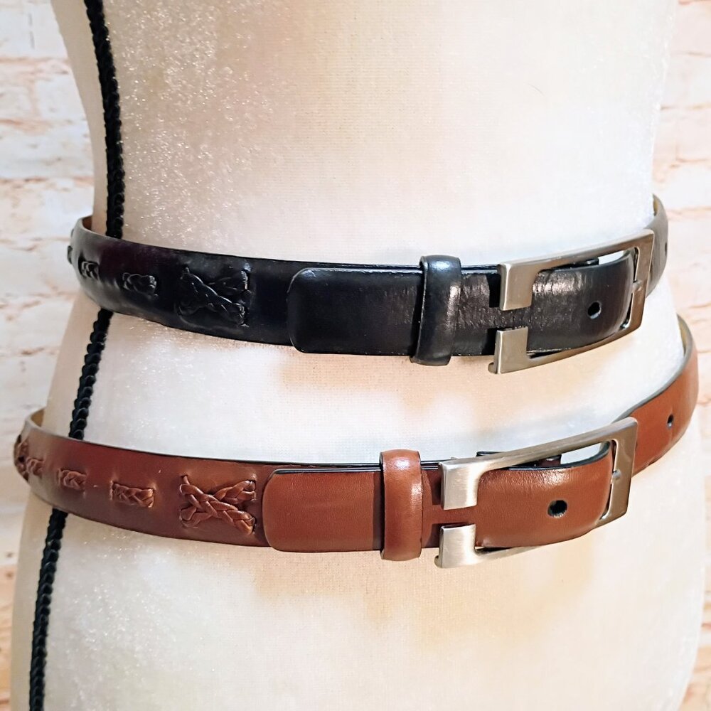 Tommy Bahama Set of Two Tan/Black Belts Size L